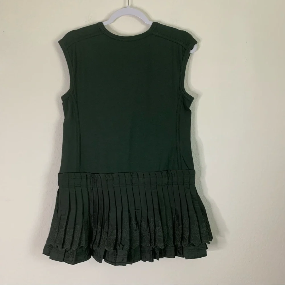 Daily practice by Anthro green Womens solid set mini pleated dress XS NEW
